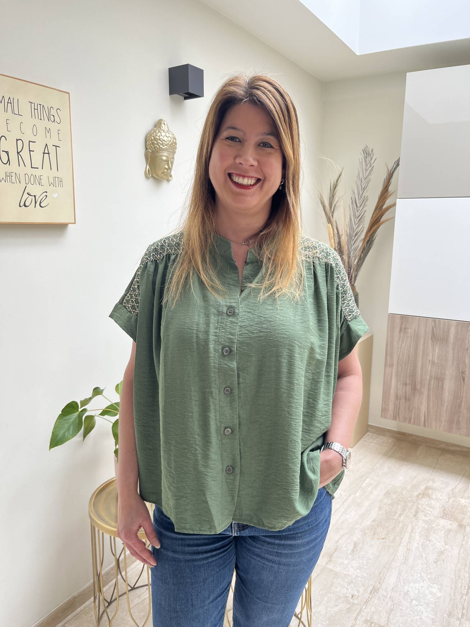 Blouse bewerkte schouder